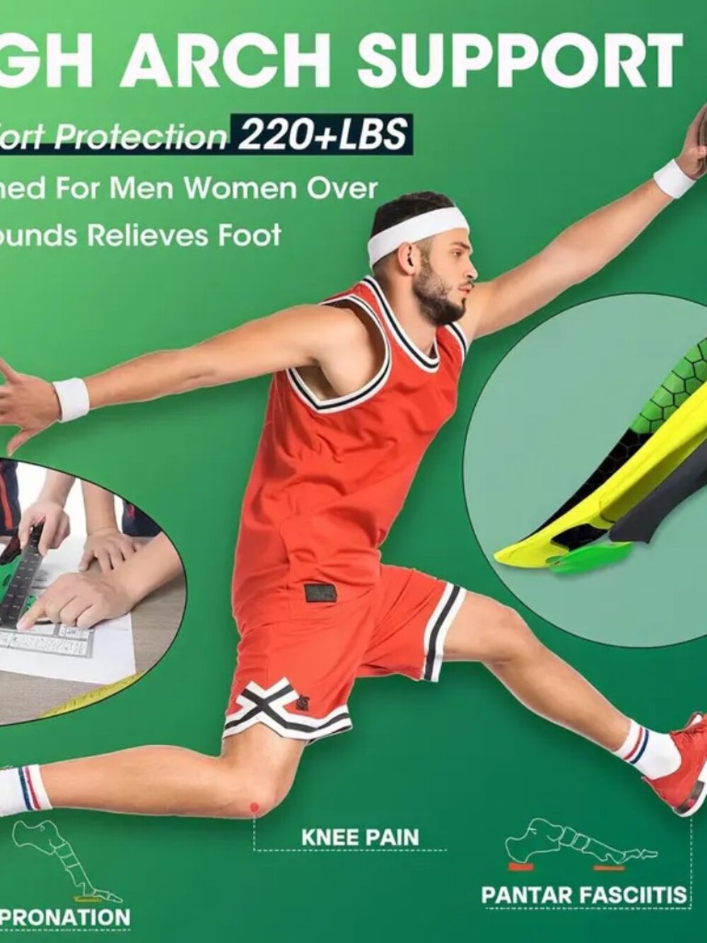 (S 39-42) Comfort High Arch Support Insoles Anti-Fatigue Orthotic Insoles - Picture 1 of 2